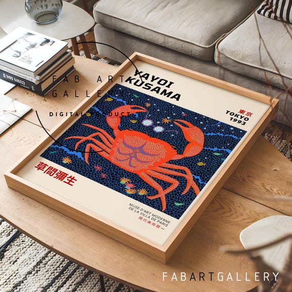 Yayoi Kusama Crab Poster, Bauhaus Style Print (digital Download