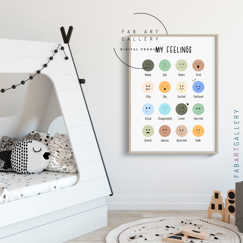 Kids Feelings Chart Printable Poster, Toddlers Learning Emotions ...