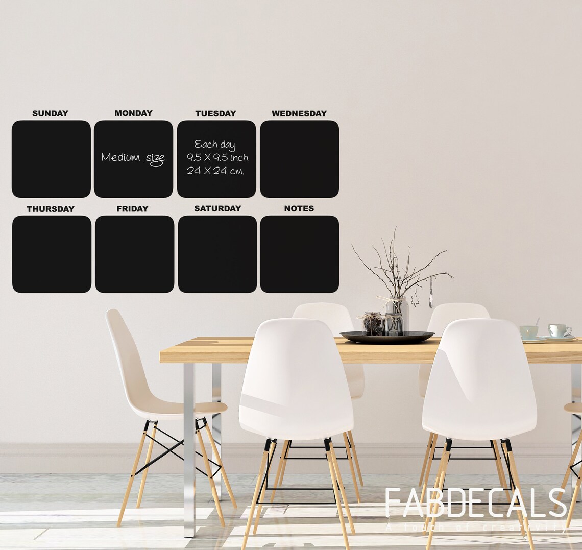 Chalkboard Days Of The Week Wall Decal Weekly Chalkboard Etsy
