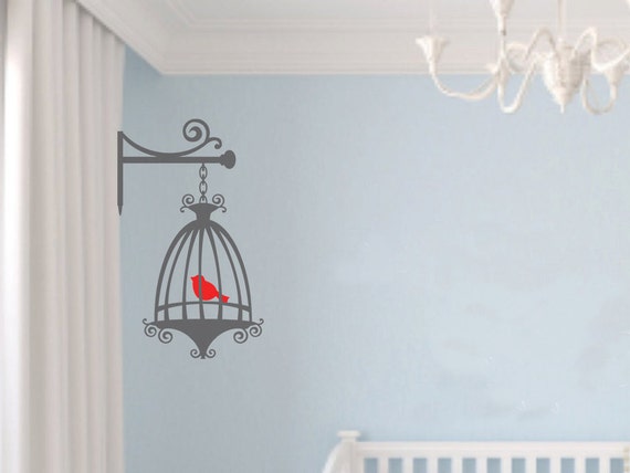 Girls Room Decoration Birds Cage Wall Decal Birdcage Image 0