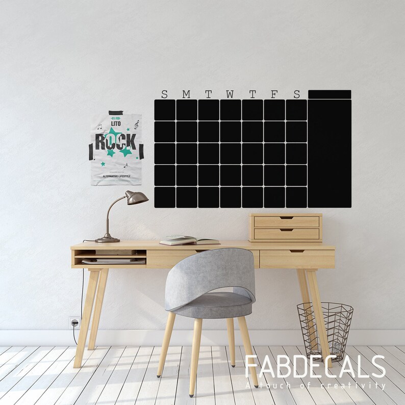 Monthly Chalkboard Calender Vinyl Wall Decal Home Office Wall Etsy
