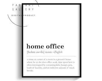 Home Office Definition Print, Funny Poster For Office Decor, Typography Print, Black And White Print At Home Digital Poster - ID08 S02