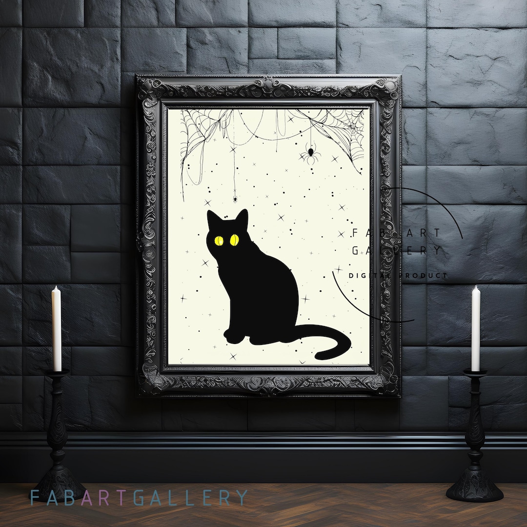 Halloween Black Cat Poster, Spooky Wall Decor, Halloween Print for Home ...
