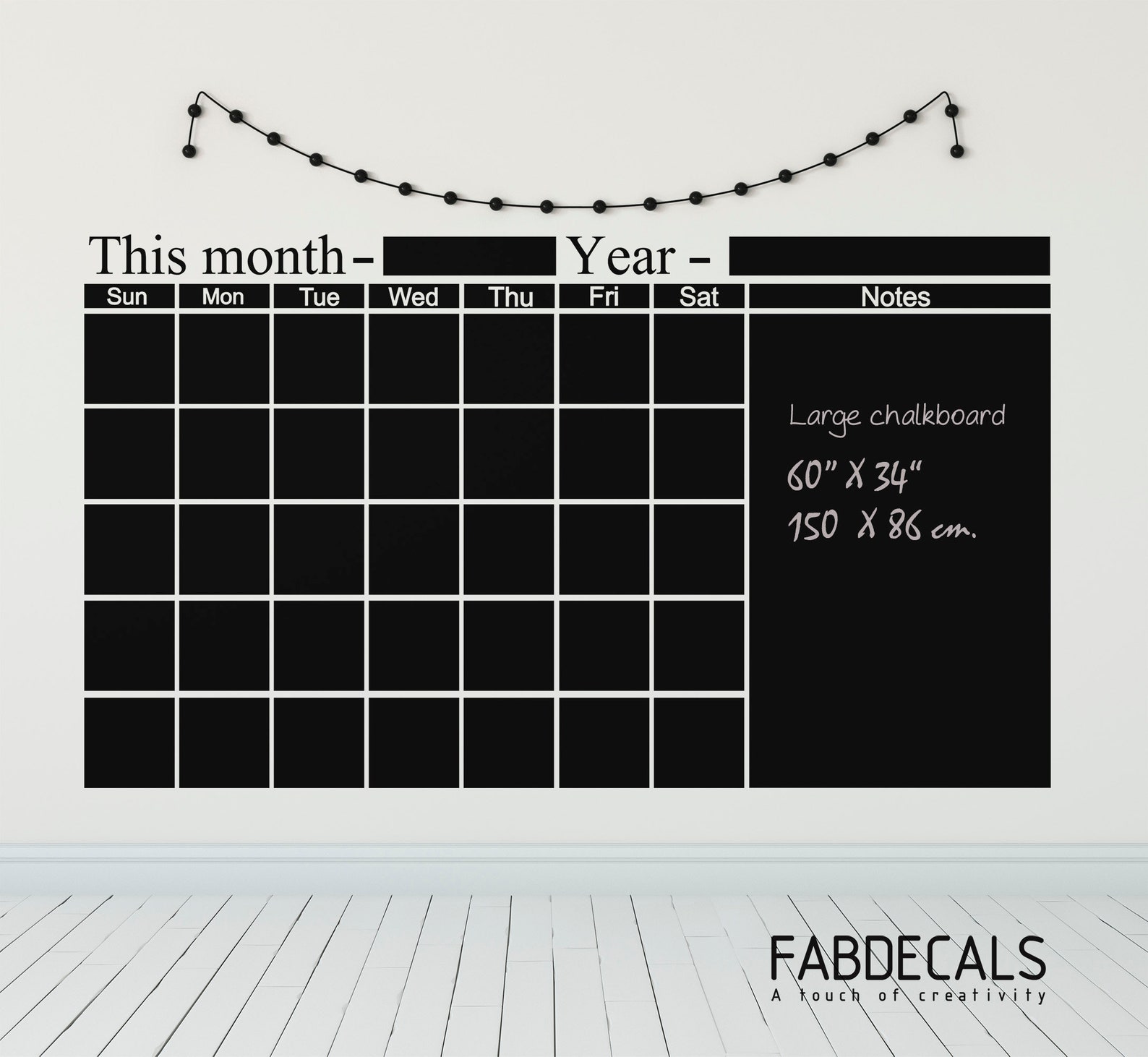 Large office wall calendar vinyl decal blackboard wall etsy