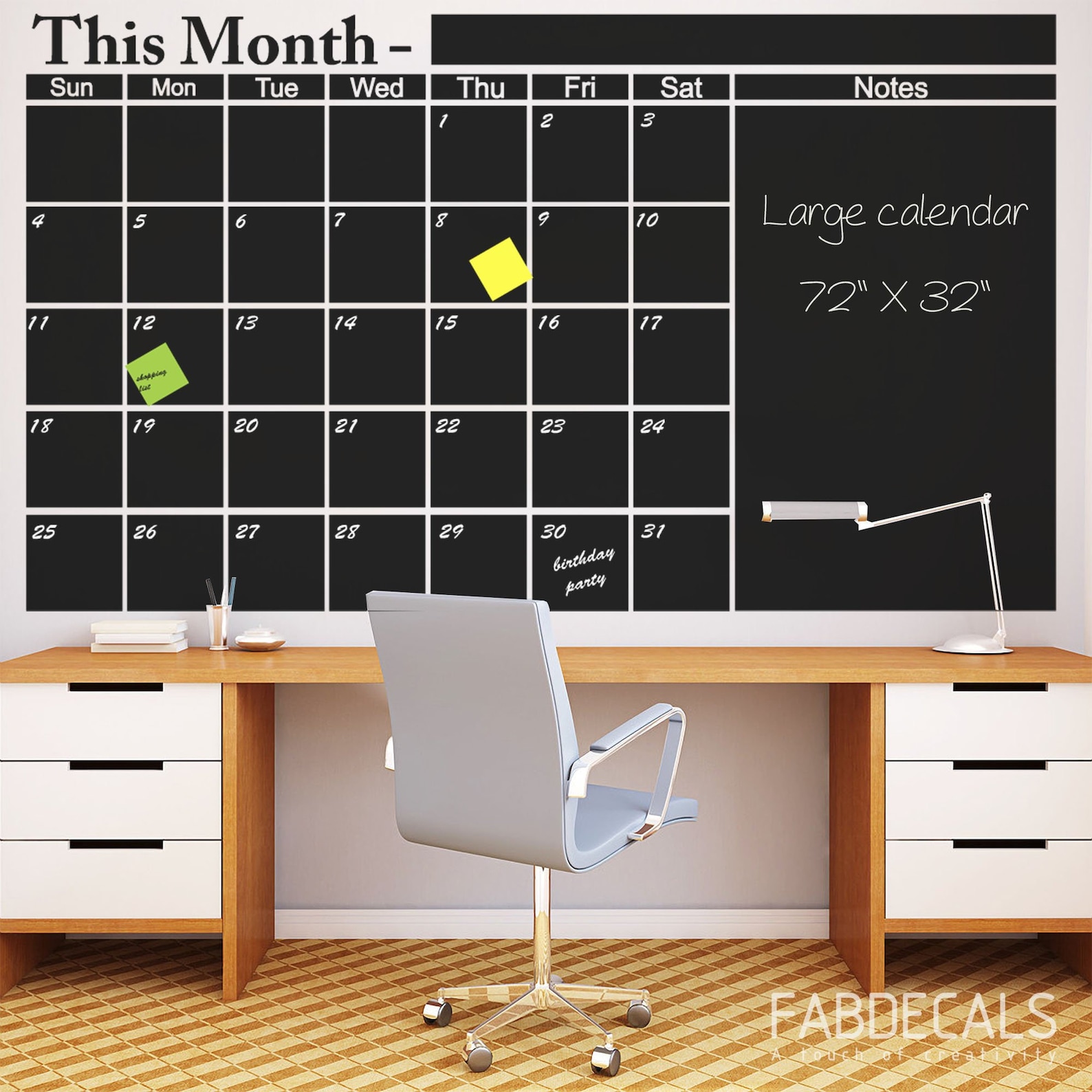 Large Office Wall Calendar Vinyl Decal Blackboard Wall | Etsy