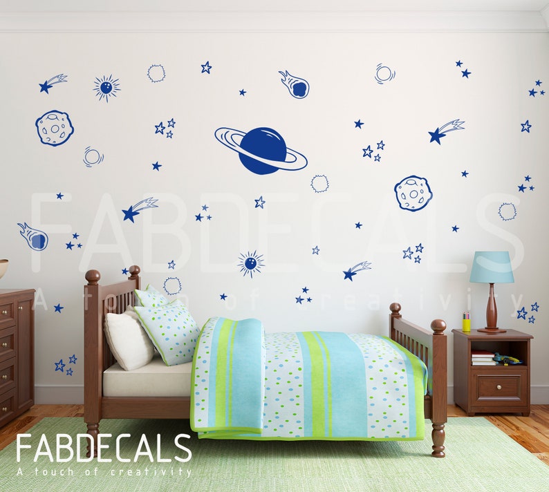 Space Wall Decals Outer Space Decal Space Wall Mural Etsy