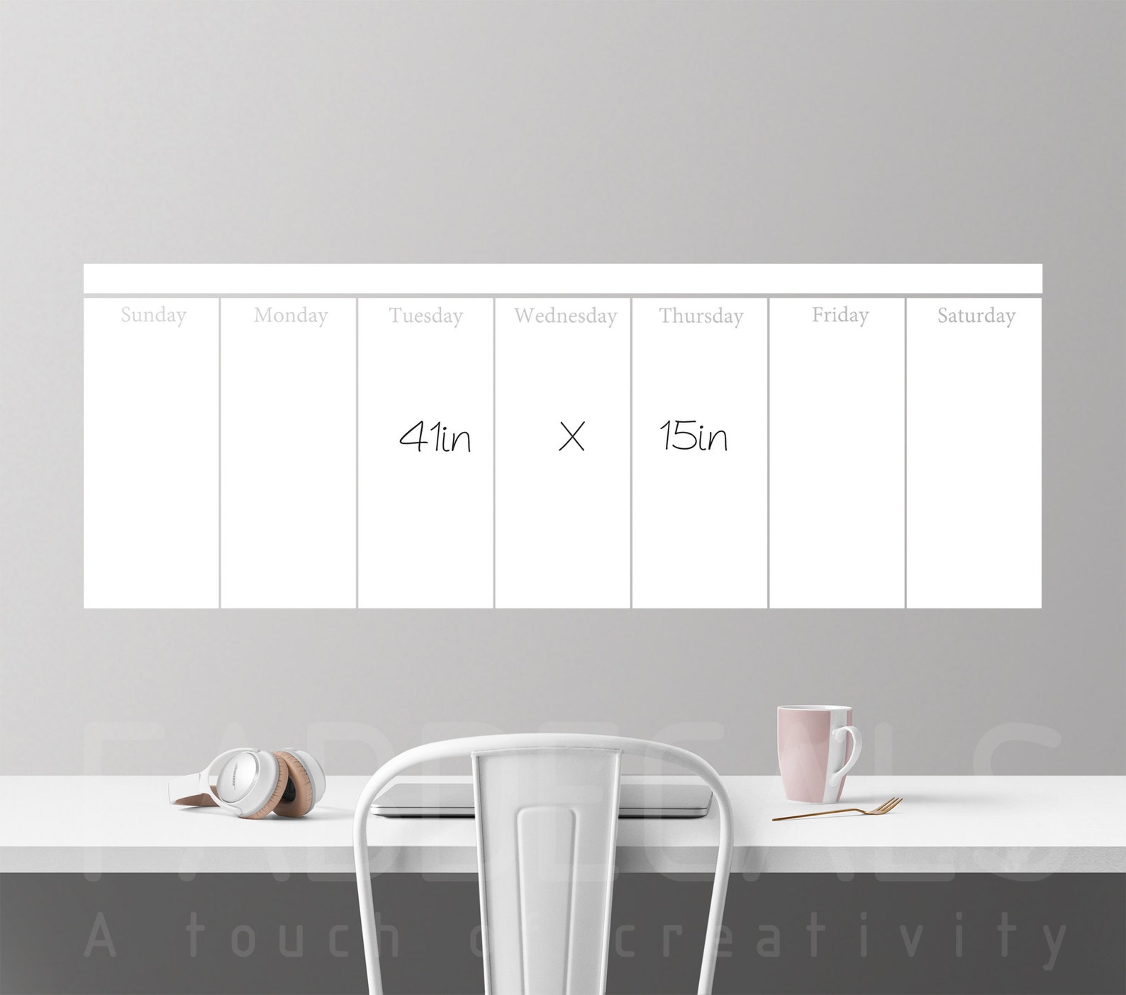 Whiteboard Calendar Wall DEcal Weekly Dry Erase Calendar Etsy