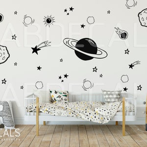 Space Wall Decals, Outer Space Decal, Space Wall Mural, Planet Decal, Space Wall Sticker, Kids Room Decor - ID281