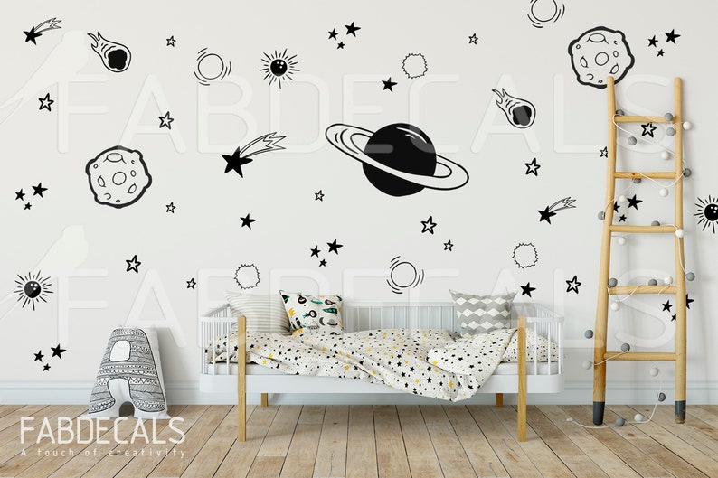 Space Wall Decals Outer Space Decal Space Wall Mural Etsy