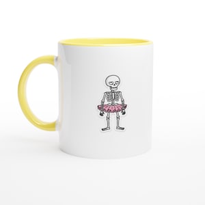 Tutu Skeleton Mug | Funny Halloween Gift | Deadpan Skeleton Cup | Coloured Rim Ceramic Mug 11oz