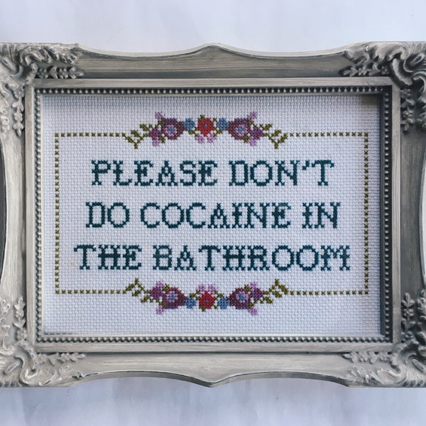 Please Don't Do Cocaine in the Bathroom Cross Stitch **PDF Pattern**