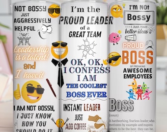Grappig cadeau baas, sarcastische teamleider beker, kantoorhumor, managercitaten 20oz (PNG-download)