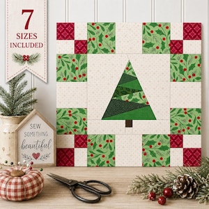 Patron PDF de patchwork sapin de Noël style ferme (téléchargement numérique)