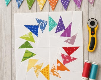 Flying Geese in the Circle Digital Foundation Paper Piecing PDF Quilt Block Pattern | Printable Templates