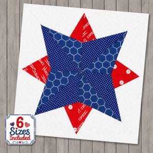 Pinwheel in the Prairie Compass Digital Foundation Paper Piecing PDF Quilt Block Pattern | Printable Templates