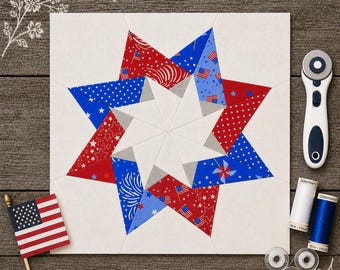 Whirligig Digital Foundation Paper Piecing PDF Quilt Block Pattern | Printable Templates
