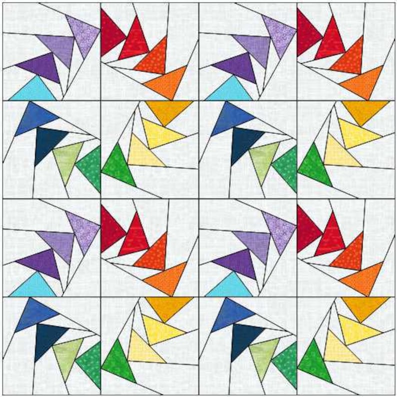 Flying Geese in the Circle Digital Foundation Paper Piecing PDF Quilt ...