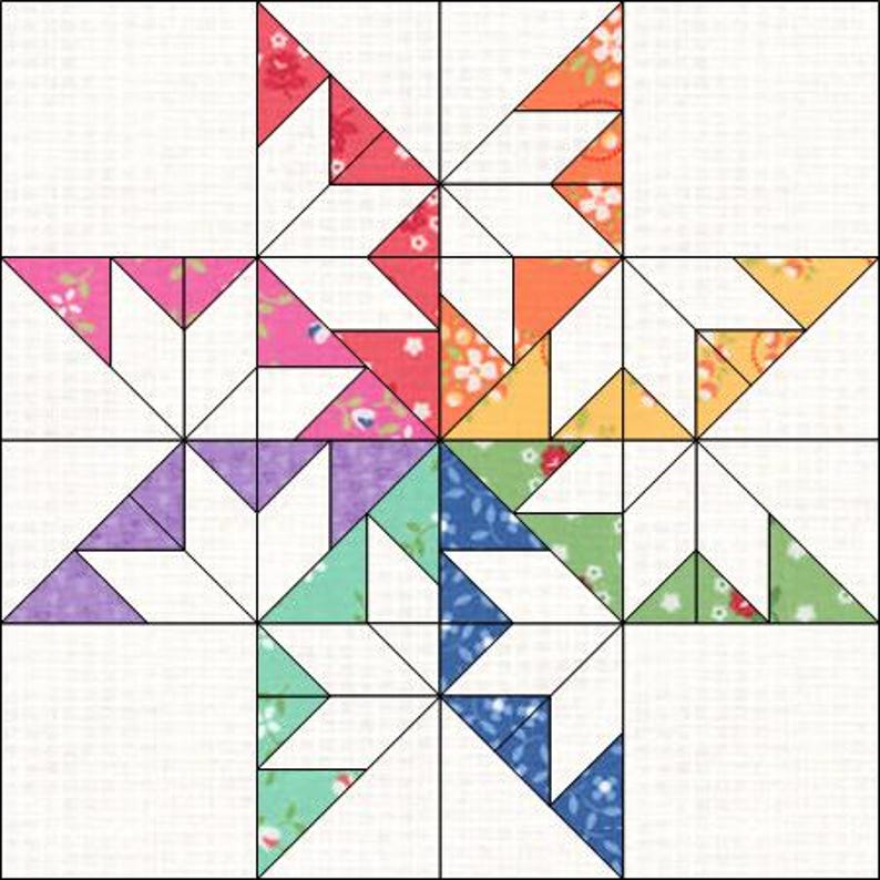 Prairie Swallows Star Quilt Block Foundation Paper Piecing PDF Pattern ...