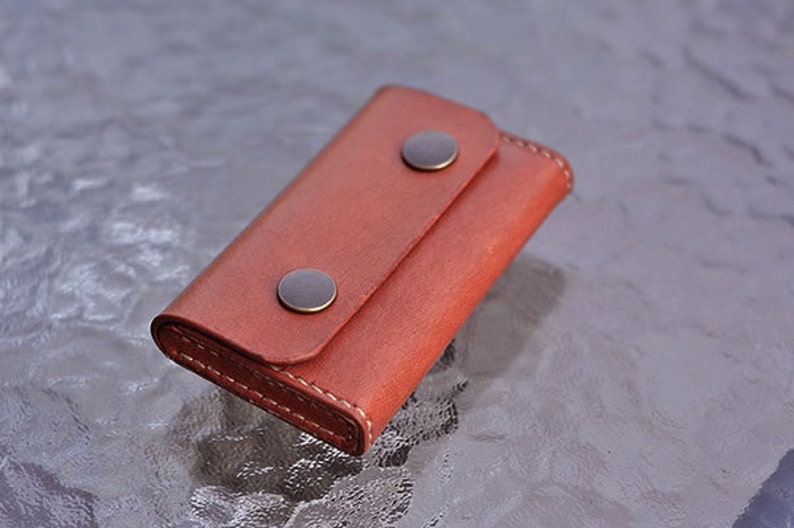 Leather Business Card Holder With Vintage Snaps Leather Card Etsy