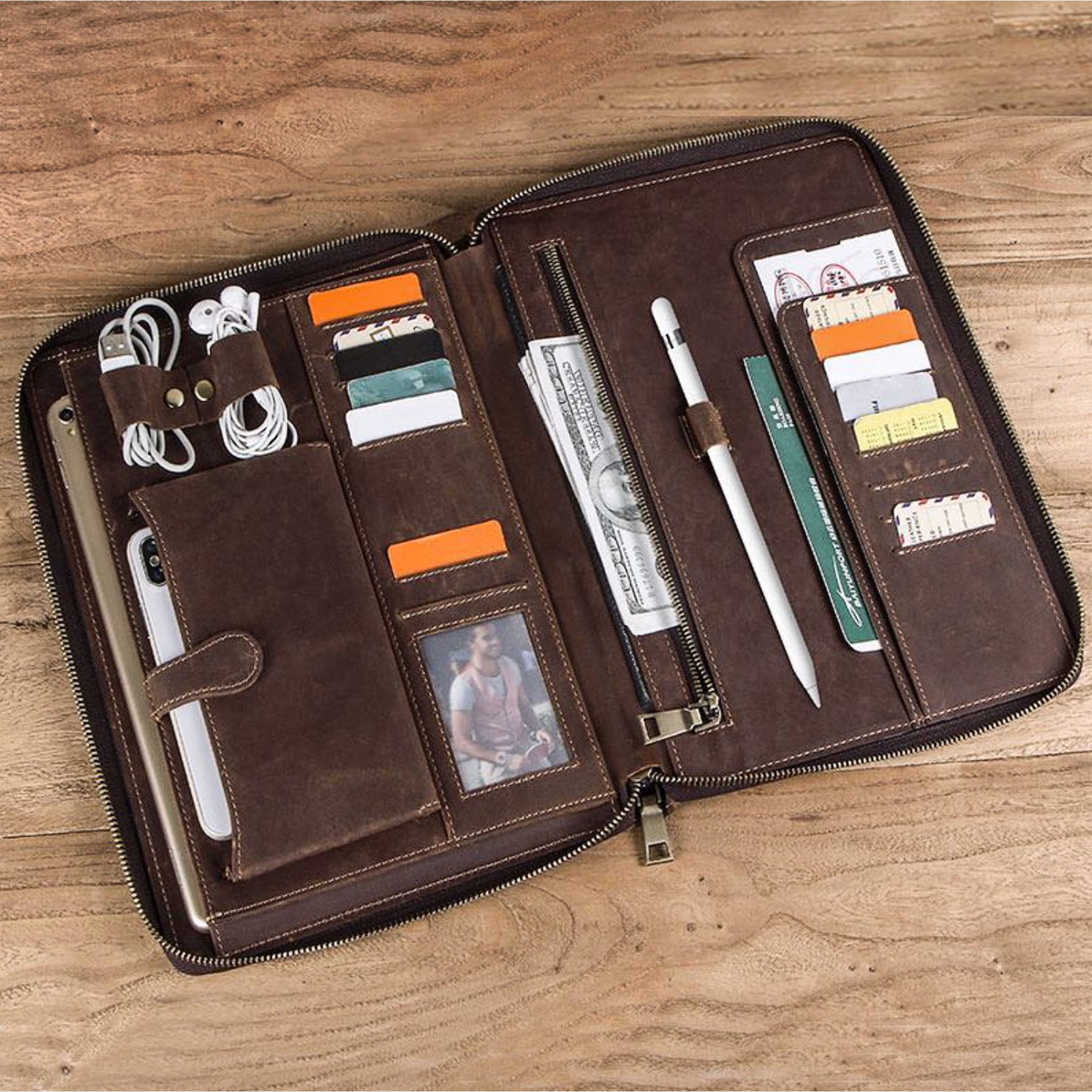 Ancicraft Leather Padfolio Zippered for Men Women Ipad Pro Etsy UK