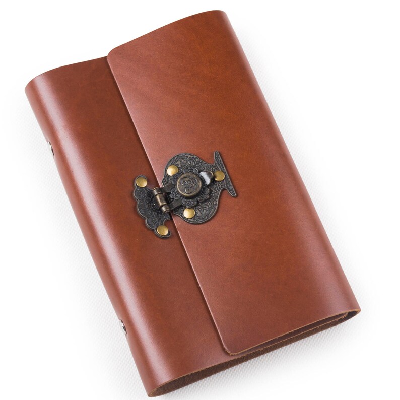Vintage Leather Journal Refillable With Flower Vase Lock Loose Etsy