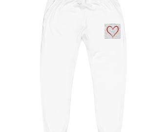 Red Scribble Heart Embroidered Sweatpants | Valentine's Heart Joggers