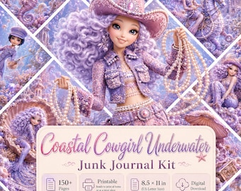 Coastal Cowgirl Underwater Junk Journal Kit, Mermaid Ocean Pages (digitale download)