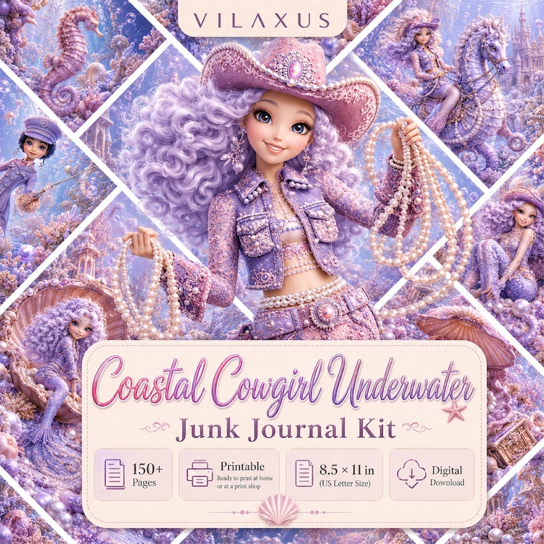 Coastal Cowgirl Underwater junk journal kit preview
