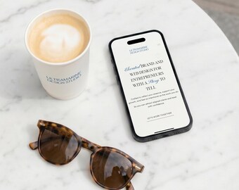 iPhone & kaffekopp Mockup PSD | Marmorcafébord | Livsstilsvarumärkesmodell för designers