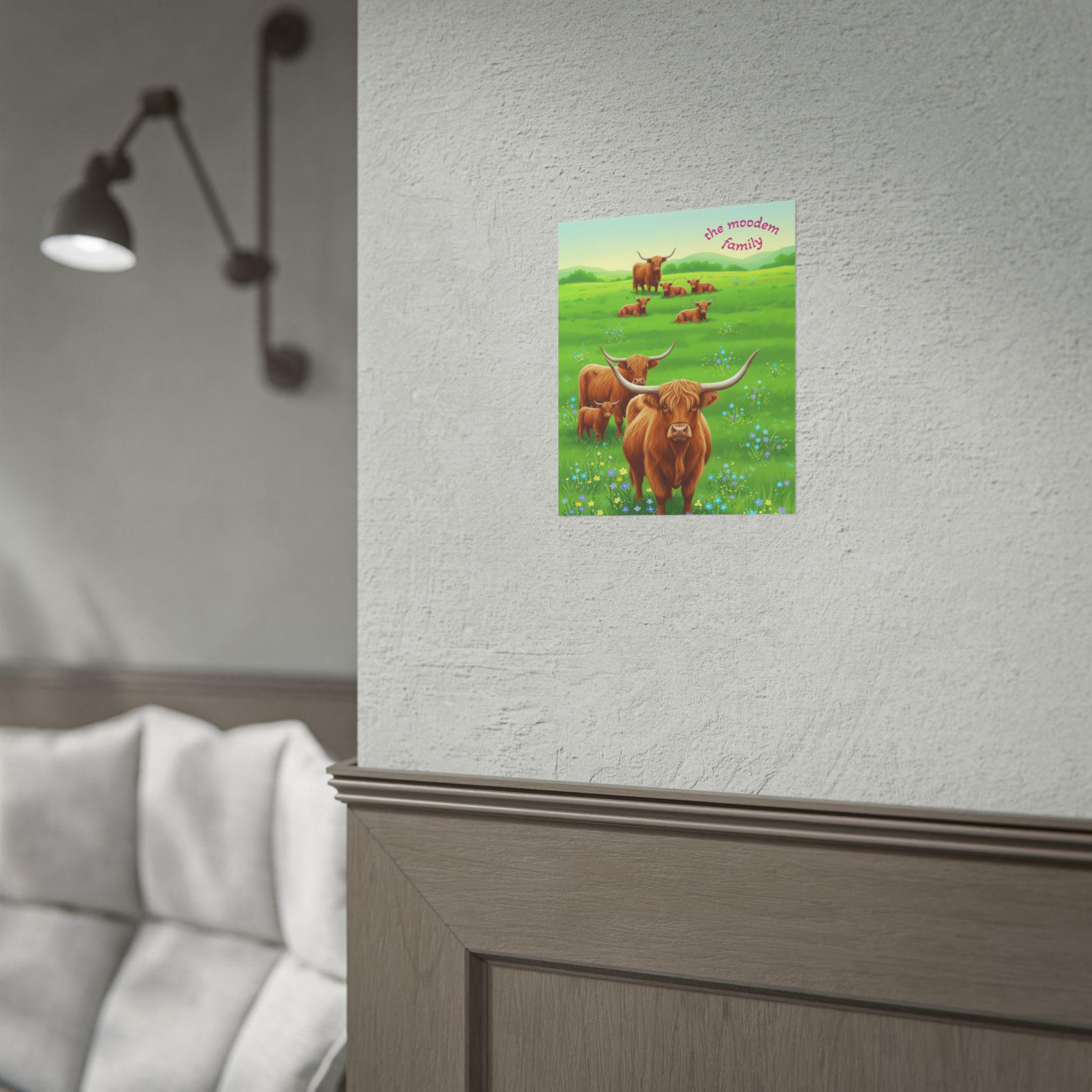 Highland Cow Family Rolled Posters | Barnyard Meadow Wall Art - Etsy UK