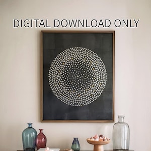 Enso Circle Wall Art, Black Gold Abstract Japanese Painting, Japandi Meditation Print (Digital Download)