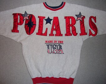 80s 90s Polaris Snowmobile Winter Sweatshirt Sweater Made in USA Tacky Ugly Gaudy Hip Hipster Cool Winter Warm S Small M Medium L Large