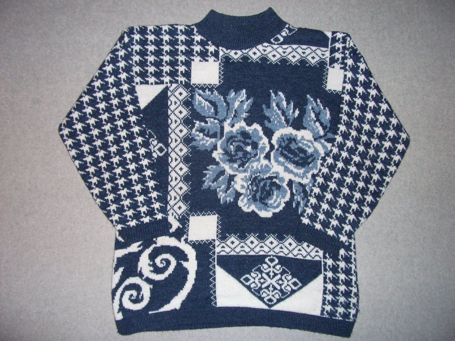 Blue Rose Roses Flower Sweater Tacky Gaudy Ugly Christmas Etsy
