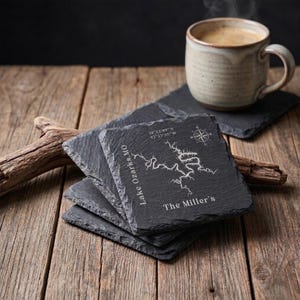 Lake of the Ozarks Coaster | Custom Lake Map Slate Coaster | Personalized Family Name | Lake House Gift | Housewarming Gift | Lake Decor
