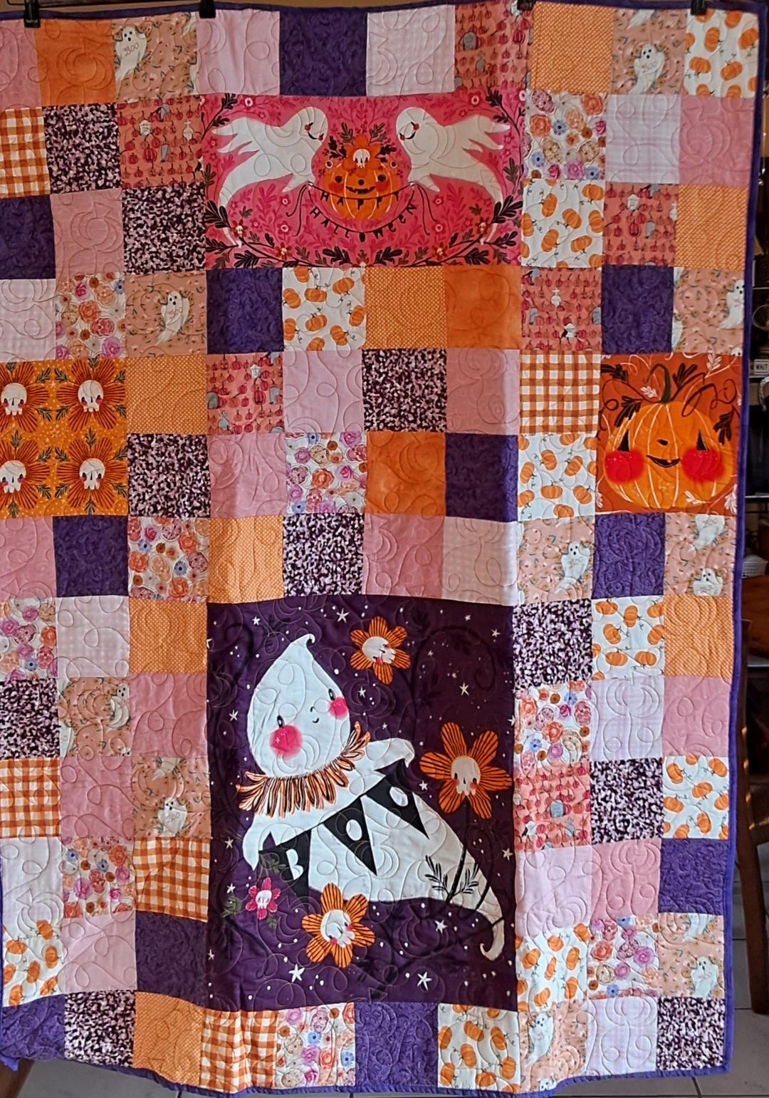 Patchwork Ghost Pattern Halloween Ghost Patchwork Quilt - Etsy