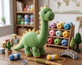 Crochet Dinosaur Pattern, Cute Green Brontosaurus Amigurumi Tutorial, Long Neck Dino DIY Guide, Prehistoric Stuffed Animal, Soft Plushie Toy