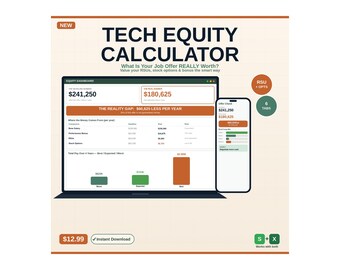 Tech-Equity-Rechner | RSU, Stock Option Size Tabelle (Digitaler Download)
