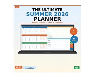 Der ultimative Sommer 2026 Planer | Budget + Ziele + Reisen + Workouts | Druckbares PDF