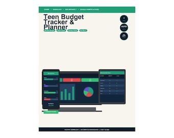 Teen Budget Tracker und Planer - Google Sheets & Excel-Datei für Jugendliche