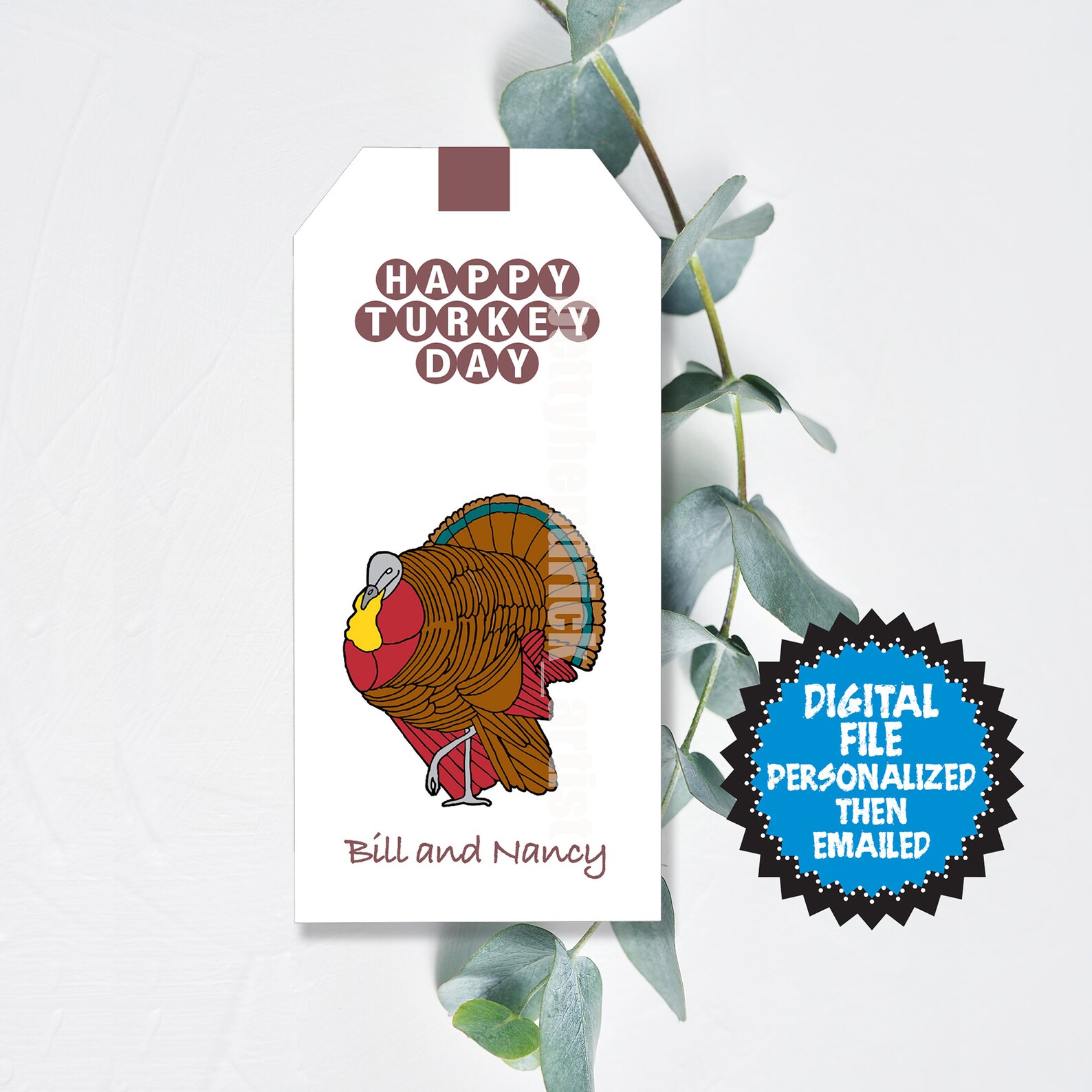 Turkey Tags Printable Personalized Happy Turkey Day Your Etsy UK