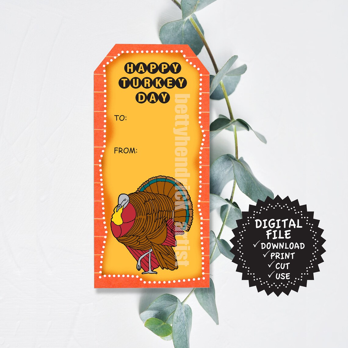 Turkey Tags Printable the Prefect Turkey DIY Printable Etsy