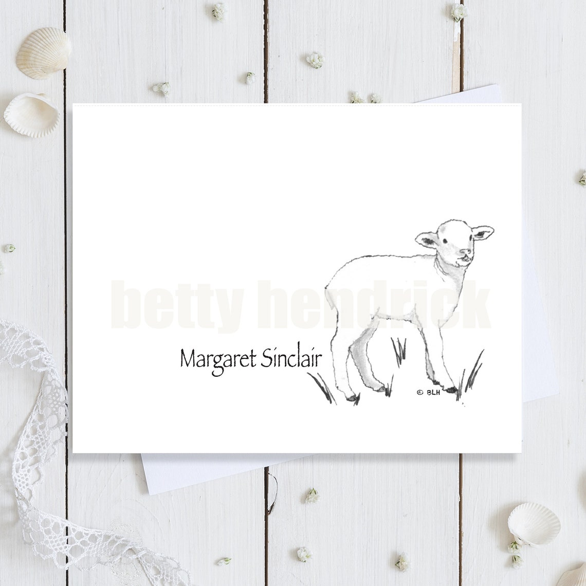 Lamb Note Card Personalized Printed Lamb Card Set Baby Sheep Etsy UK