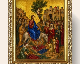 Eintrag in Jerusalem Symbol Print | Palmsonntag Wandkunst | Byzantinische Jesus Ikone | Digitaler Download