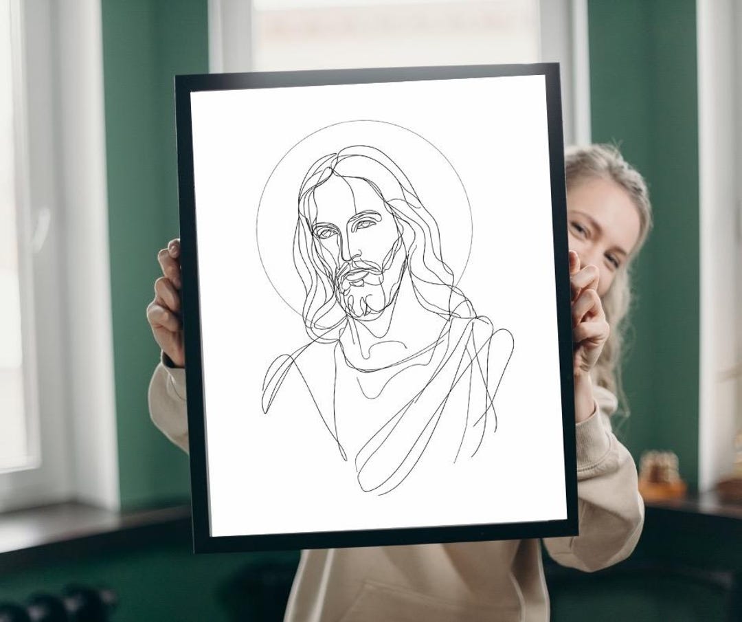 Jesus Christ Line Art Print | Minimalist Christian Wall Art | Orthodox ...