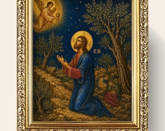 Jesus in Gethsemane Poster | Christus in Gethsemane Gemälde | Christliche Gebetswandkunst | Ortodox Geschenk | Digitaler Download zum ausdrucken