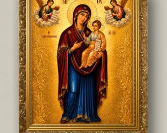 Panagia Gorgoepikoos Orthodox Icon Print | Byzantine Theotokos Wall Art | Virgin Mary Christian Gift | Digital Download