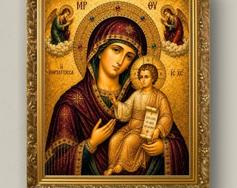 Portaitissa Orthodox Icon Print | Mother of God Byzantine Wall Art | Virgin Mary Icon | Orthodox Christian Gift | Digital Download