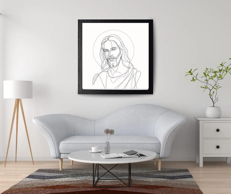 Jesus Christ Line Art Print | Minimalist Christian Wall Art | Orthodox ...