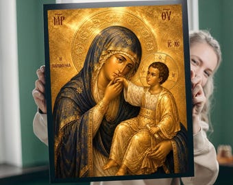 Panagia Paramythia Orthodox Icon Print | Theotokos of Consolation | Virgin Mary Christian Wall Art | Byzantine Icon Digital Download