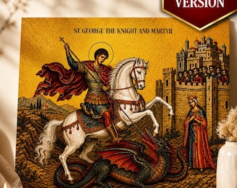 St George the Knight and Martyr Printable | English Orthodox Icon | Equestrian Christian Wall Art | Digital Download